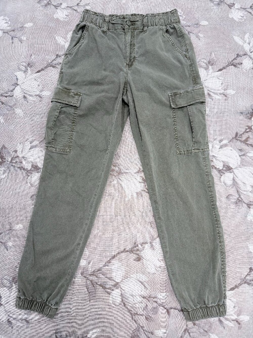 American Eagle Cargo Jogger Pants 00 Olive Green Stretch Utility